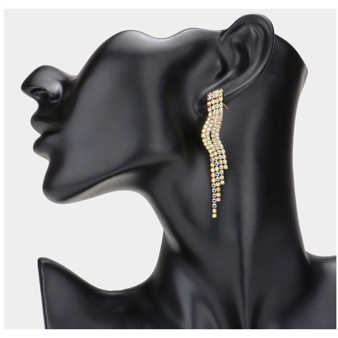 Nwt Christina Collection 4 Strand Curved 3d Fringe Earrings.